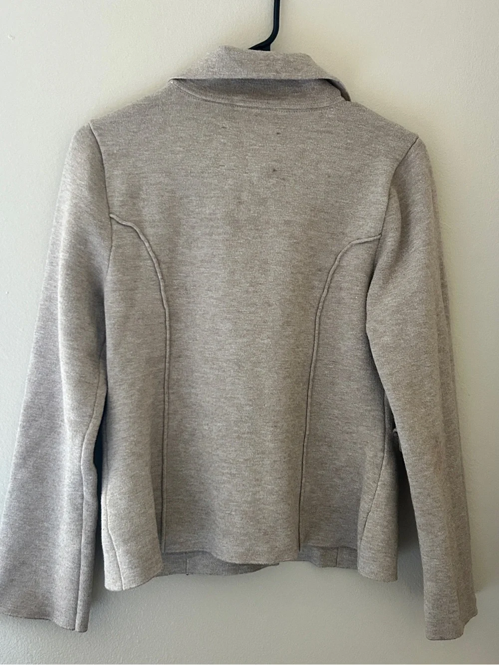 Anthropologie Beige Knit Blazer Jacket Medium Heathered Oatmeal Button Front - Picture 3 of 4